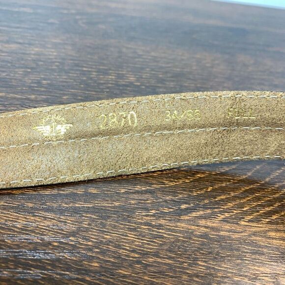 Dockers Men's Gold Buckle Single Stitch Full Grain Leather Belt Brown Size 34/35 - Picture 4 of 5